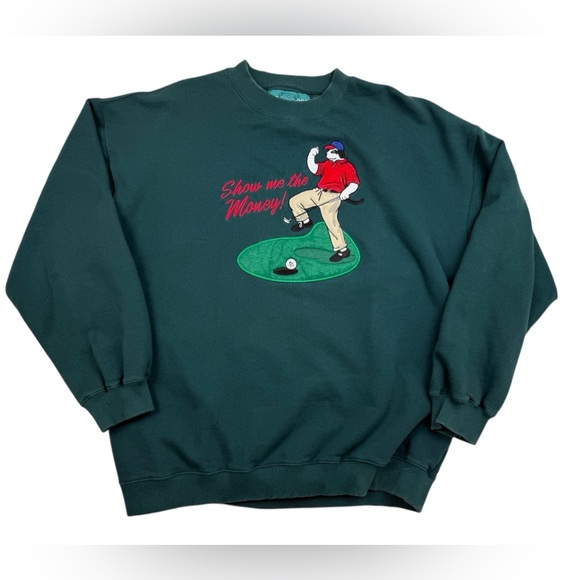 Vintage Big Dogs Golf Sweatshirt Medium Show Me The Money Vtg Embroidered - Picture 1 of 5